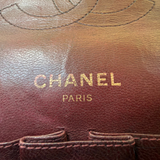 Chanel Vintage Classic Double Flap Bag Black Quilted Lambskin Bijoux Chain Burgundy Interior Pre-Owned