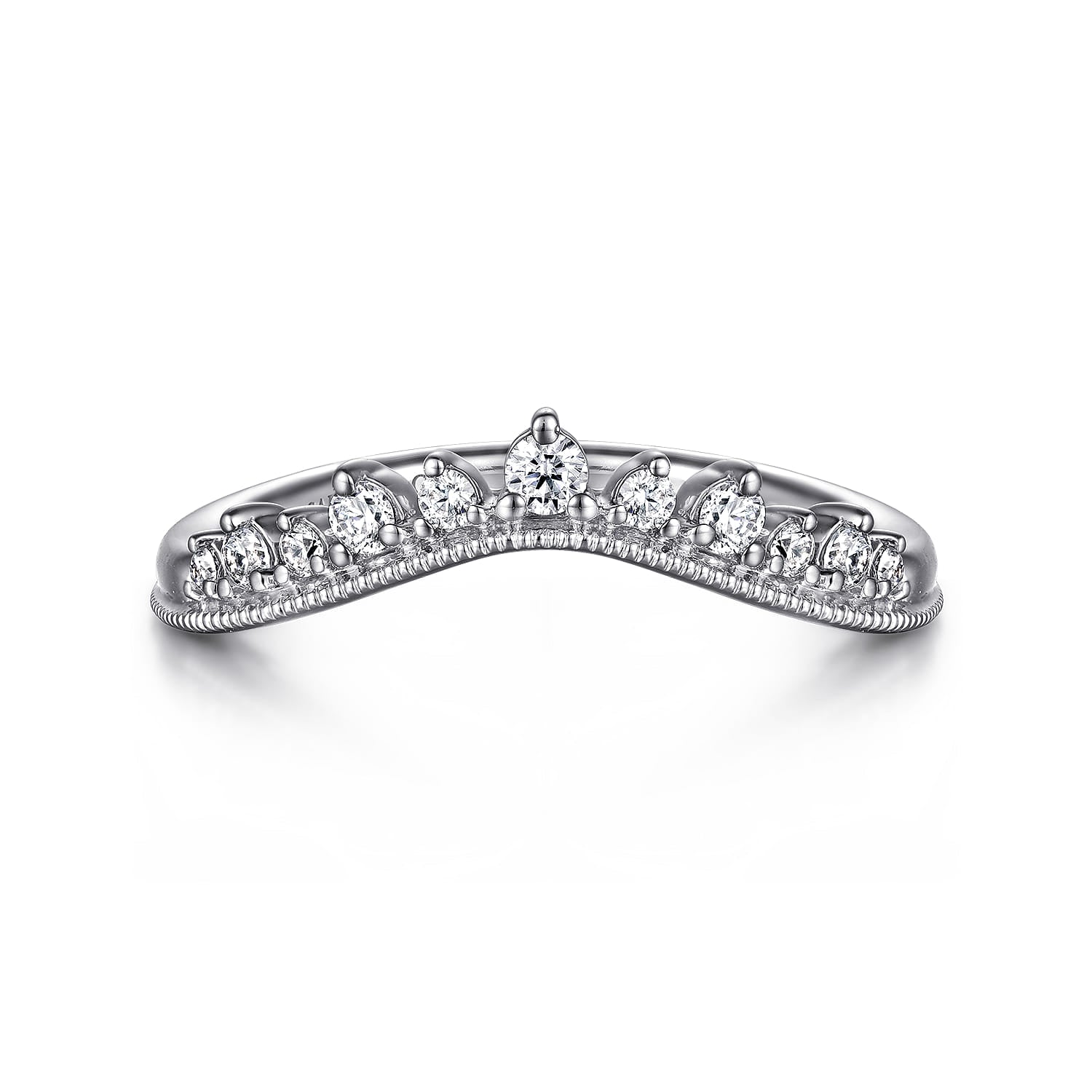 Gabriel & Co. AN15561W44JJ Victorian curved diamond anniversary band in 14K white gold, view 1