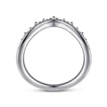 Gabriel & Co. Victorian curved diamond anniversary band in 14K white gold, view 2