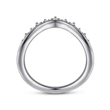 Gabriel & Co. Victorian curved diamond anniversary band in 14K white gold, view 2