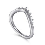 Gabriel & Co. Victorian curved diamond anniversary band in 14K white gold, view 3
