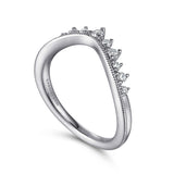 Gabriel & Co. Victorian curved diamond anniversary band in 14K white gold, view 3