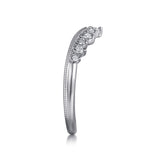 Gabriel & Co. Victorian curved diamond anniversary band in 14K white gold, view 4