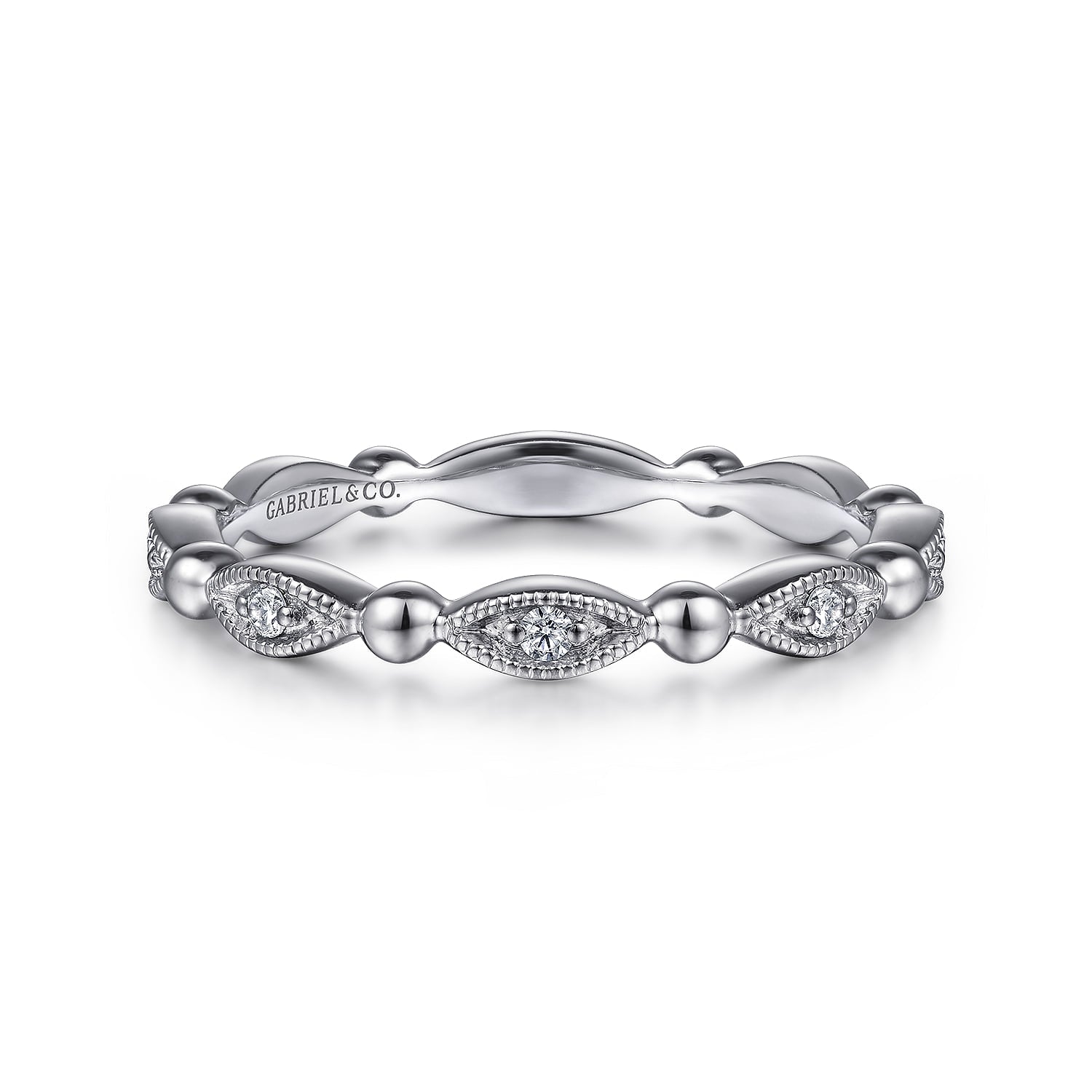 Gabriel & Co. LR52157W45JJ Bujukan diamond stackable ring in 14K white gold