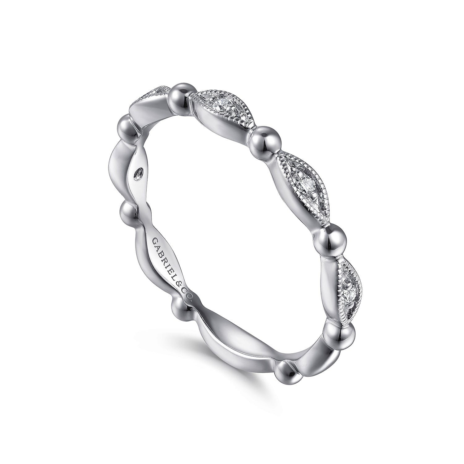 Gabriel & Co. Bujukan white gold stackable ring, alternate view