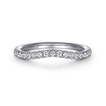 Gabriel & Co. WB16486R6W44JJ curved diamond wedding band in 14K white gold, 0.20 ctw, front view