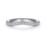 Gabriel & Co. WB16486R6W44JJ curved diamond wedding band in 14K white gold, 0.20 ctw, front view