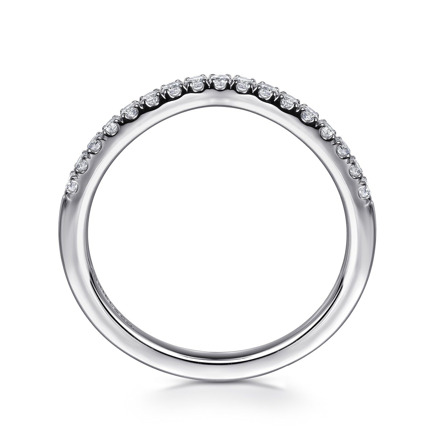 Gabriel & Co. curved diamond wedding band, 14K white gold, alternate view