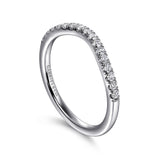 Gabriel & Co. contour diamond wedding band in 14K white gold, side profile