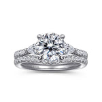 Gabriel & Co. curved diamond wedding band in 14K white gold, detail view