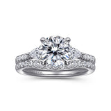 Gabriel & Co. curved diamond wedding band in 14K white gold, detail view