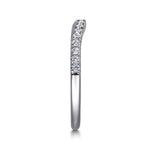 Gabriel & Co. curved diamond wedding band in 14K white gold, additional view