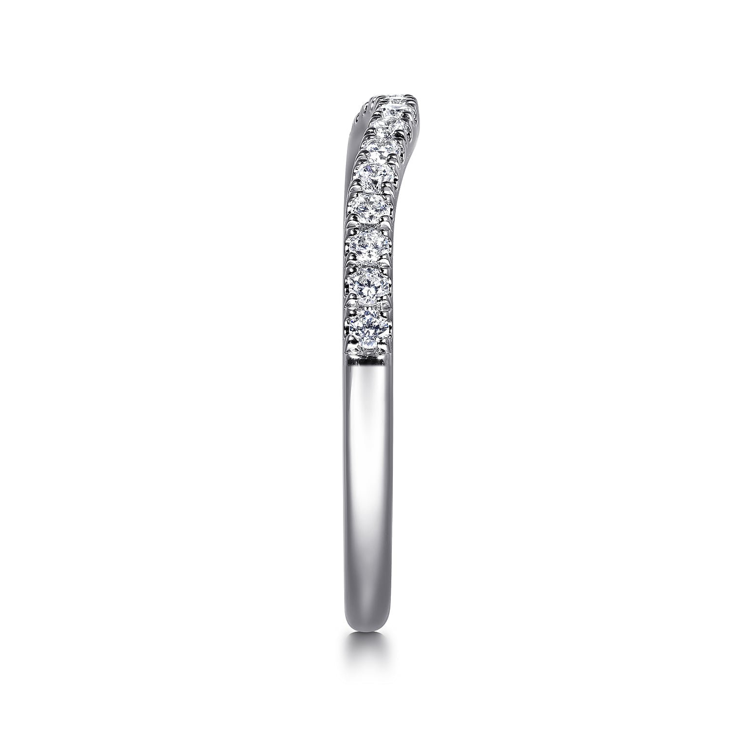 Gabriel & Co. curved diamond wedding band in 14K white gold, additional view