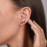 Gabriel & Co. sapphire olive branch climber earring, side view