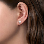 Gabriel & Co. pearl and diamond stud earring, side view