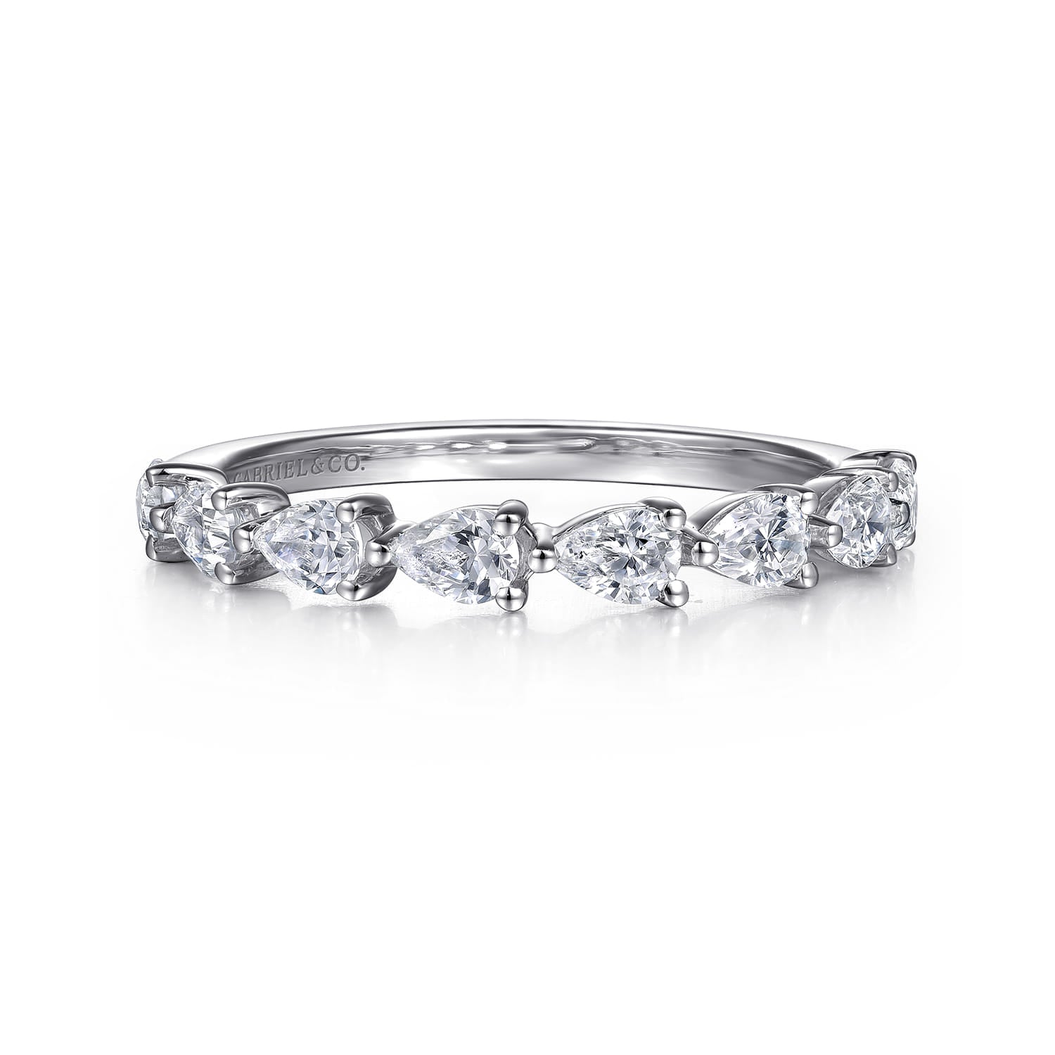Gabriel & Co. AN16733W44JJ east-west pear diamond anniversary band in 14K white gold