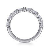 Gabriel & Co. east-west pear diamond anniversary band, side view