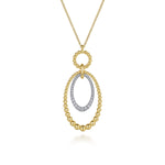 Gabriel & Co. NK6995M45JJ Bujukan two tone diamond circle pendant necklace in 14K gold