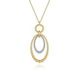 Gabriel & Co. NK6995M45JJ Bujukan two tone diamond circle pendant necklace in 14K gold