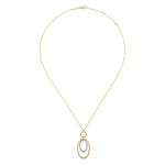 Gabriel & Co. Bujukan circle pendant with pave diamond oval, close-up