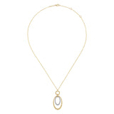 Gabriel & Co. Bujukan circle pendant with pave diamond oval, close-up