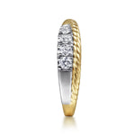 Gabriel & Co. Hampton 14K Two Tone Criss Cross Diamond Anniversary Band with Twisted Rope 0.49 CTW - view 4