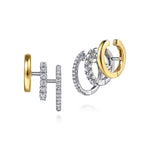 Gabriel & Co. EG15579M45JJ multi row diamond Stuggies earrings in 14K two tone gold