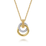 Gabriel & Co. NK7820M45JJ Bujukan two tone diamond pendant necklace in 14K gold