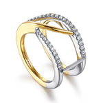 Gabriel & Co. two-tone 14K gold smart ring enhancer, side view