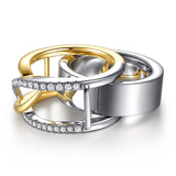 Gabriel & Co. diamond bypass enhancer worn with an Oura ring