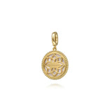 925 Sterling Silver 28mm Bujukan White Sapphire Compass Mother of Pearl Medallion Pendant With Detachable Bail