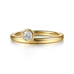 Gabriel & Co. AN17222 bezel set round diamond ring enhancer in 14K yellow gold, front view