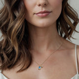 14K Yellow Gold Blue Topaz and Diamond Teardrop Pendant Necklace