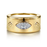 Gabriel & Co. LR53168 Bujukan diamond marquise and clover smart ring enhancer in 14K yellow gold, front view