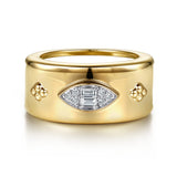 Gabriel & Co. LR53168 Bujukan diamond marquise and clover smart ring enhancer in 14K yellow gold, front view