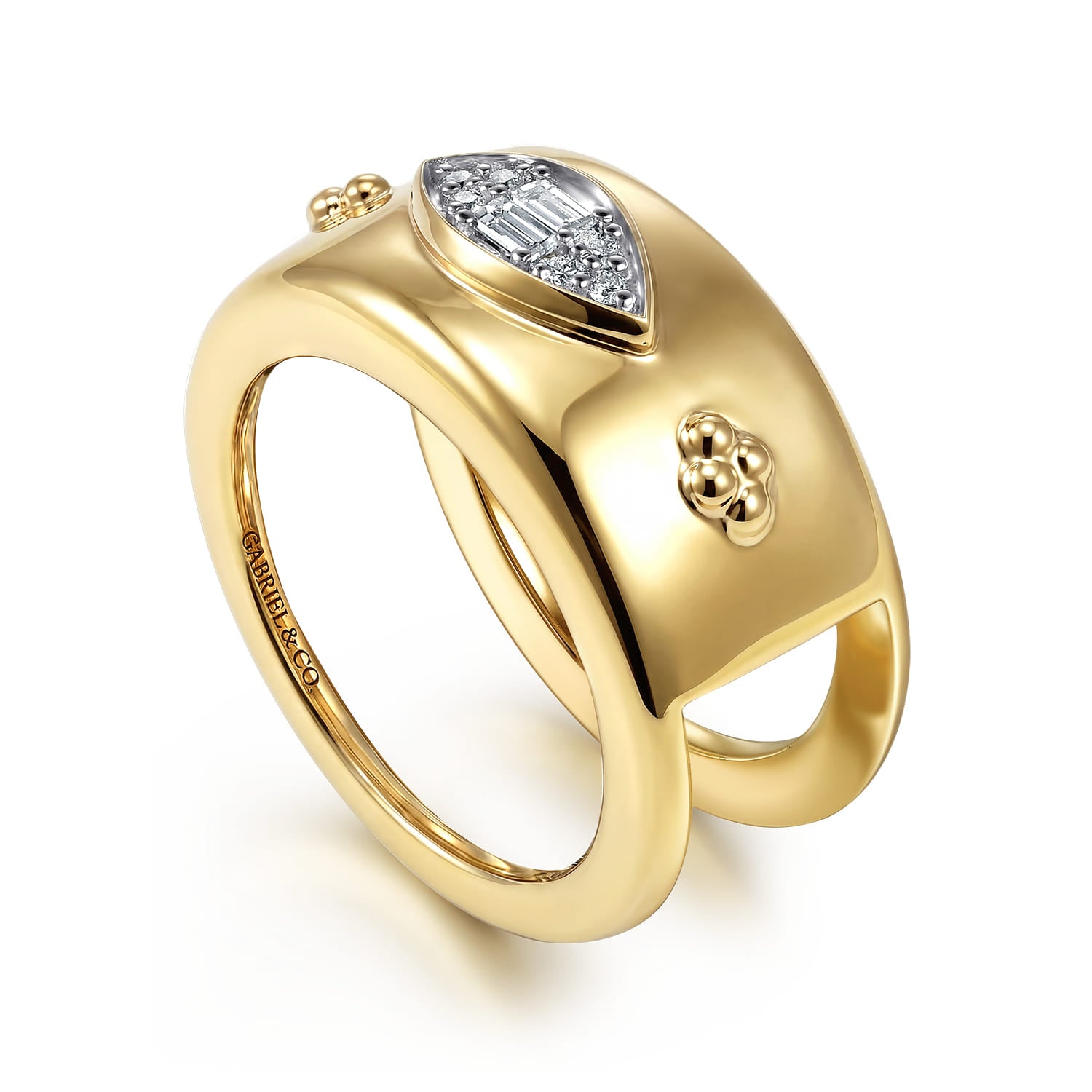 Gabriel & Co. 14K gold smart ring enhancer, side view