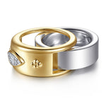 Gabriel & Co. diamond smart ring enhancer worn with an Oura ring