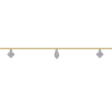 Gabriel & Co. diamond leaf and square charm anklet, charm detail