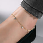 Gabriel & Co. two tone diamond charm anklet worn