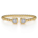Bujukan 14K Yellow Gold Diamond Open Bangle