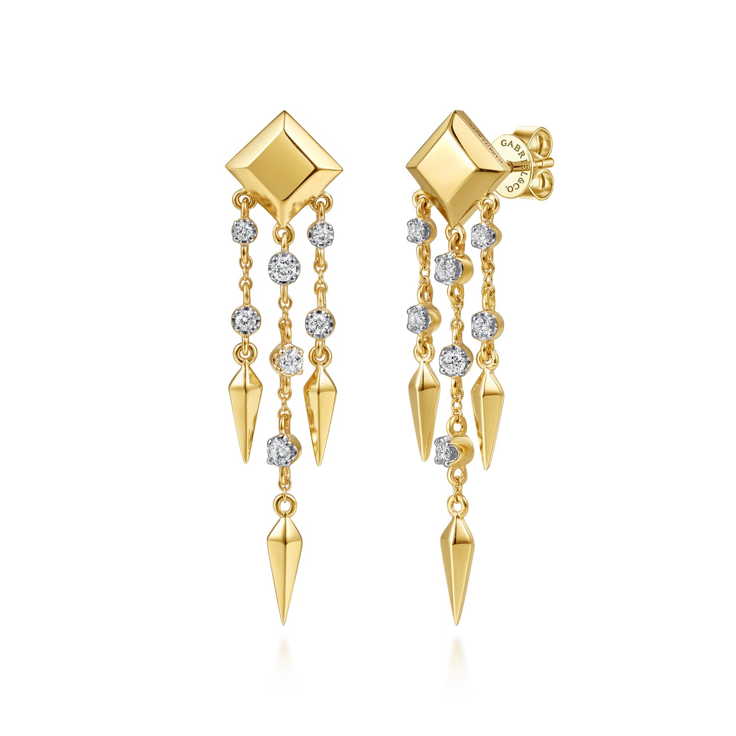 Gabriel & Co. Kaslique 14K Yellow Gold Diamond Drop Chandelier Earrings