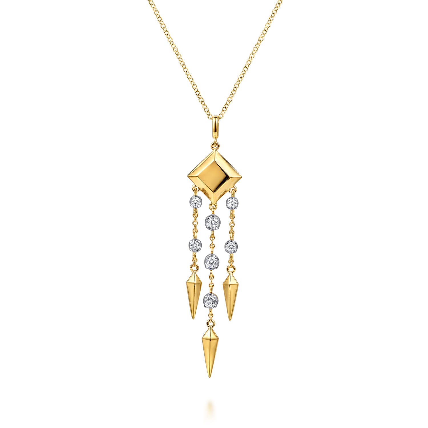 Gabriel & Co. Kaslique 14K Yellow Gold Diamond Drop Chandelier Necklace