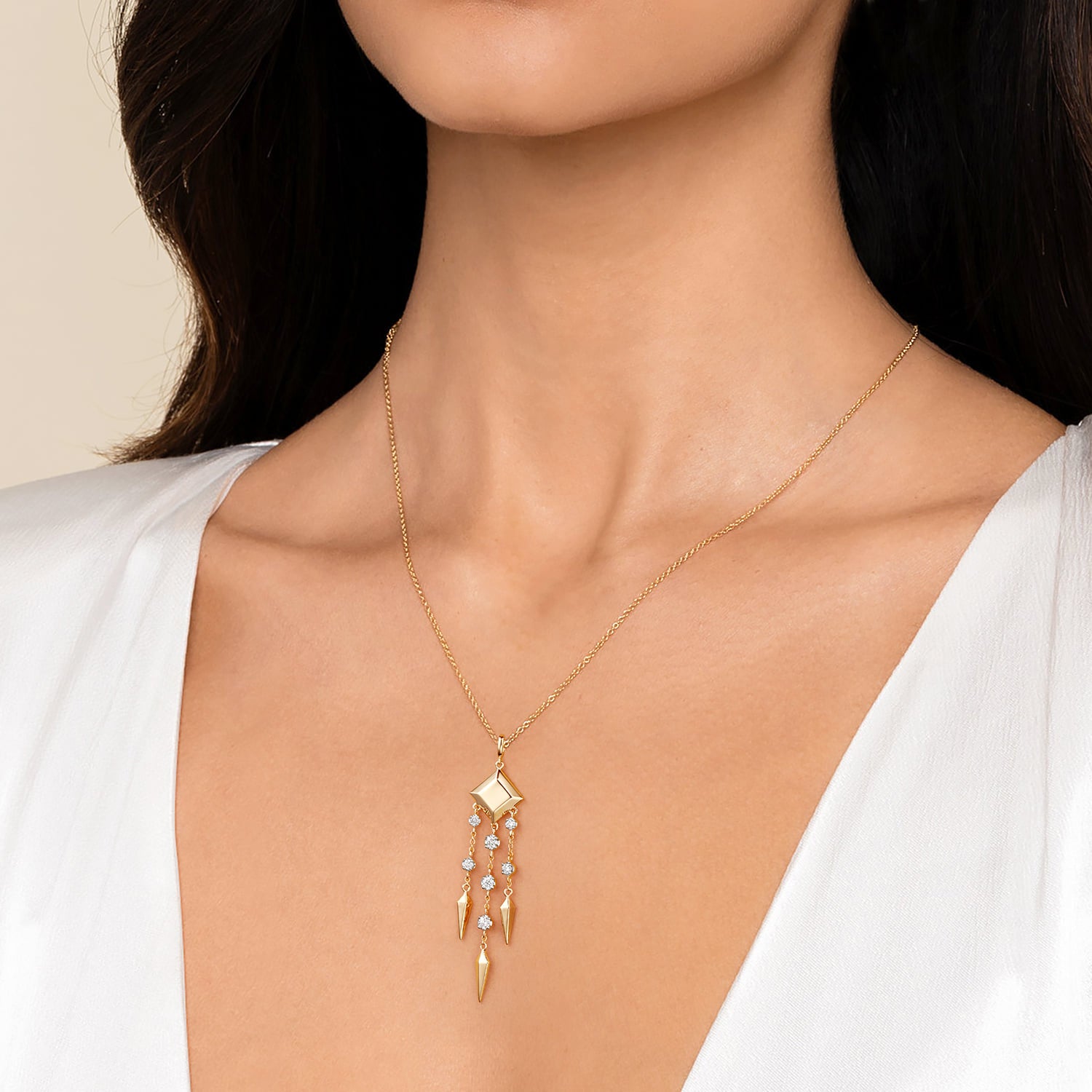 Gabriel & Co. Kaslique 14K Yellow Gold Diamond Drop Chandelier Necklace