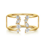 Gabriel & Co. LR53170 open marquise mixed-shape diamond smart ring enhancer in 14K yellow gold, front view