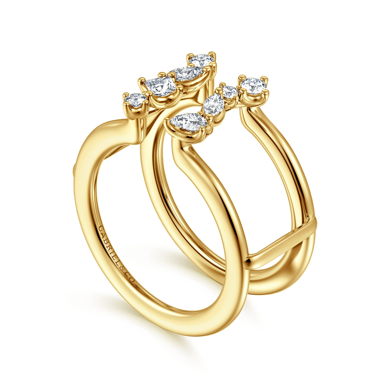 Gabriel & Co. 14K yellow gold smart ring enhancer, side view