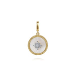 Gabriel & Co. Bujukan 14K Yellow Gold Diamond and Mother of Pearl Medallion Pendant 18mm