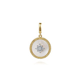 Gabriel & Co. Bujukan 14K Yellow Gold Diamond and Mother of Pearl Medallion Pendant 18mm
