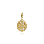 Gabriel & Co. Bujukan 14K Yellow Gold Diamond and Mother of Pearl Medallion Pendant 18mm
