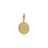 Gabriel & Co. Bujukan 14K Yellow Gold Diamond and Mother of Pearl Medallion Pendant 18mm