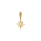 14K Yellow Gold Diamond Star Charm With Detachable Bail